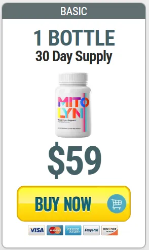 MITOLYN supplement advertisement offering three bottles for a 90-day supply at $147, with two free bonuses