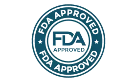 "FDA Approved seal indicating product compliance with US safety standards"